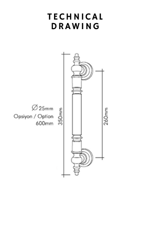 antik pull handle technical drawing