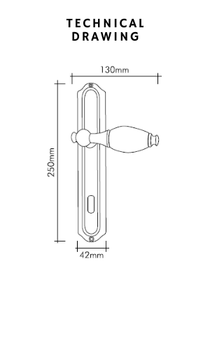 bebek door handle technical drawing