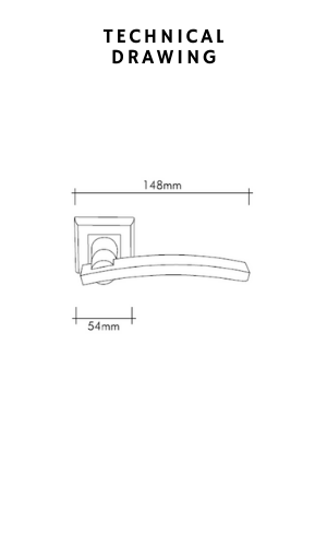 Palmira Square Rosette Door Handle Technical Drawing