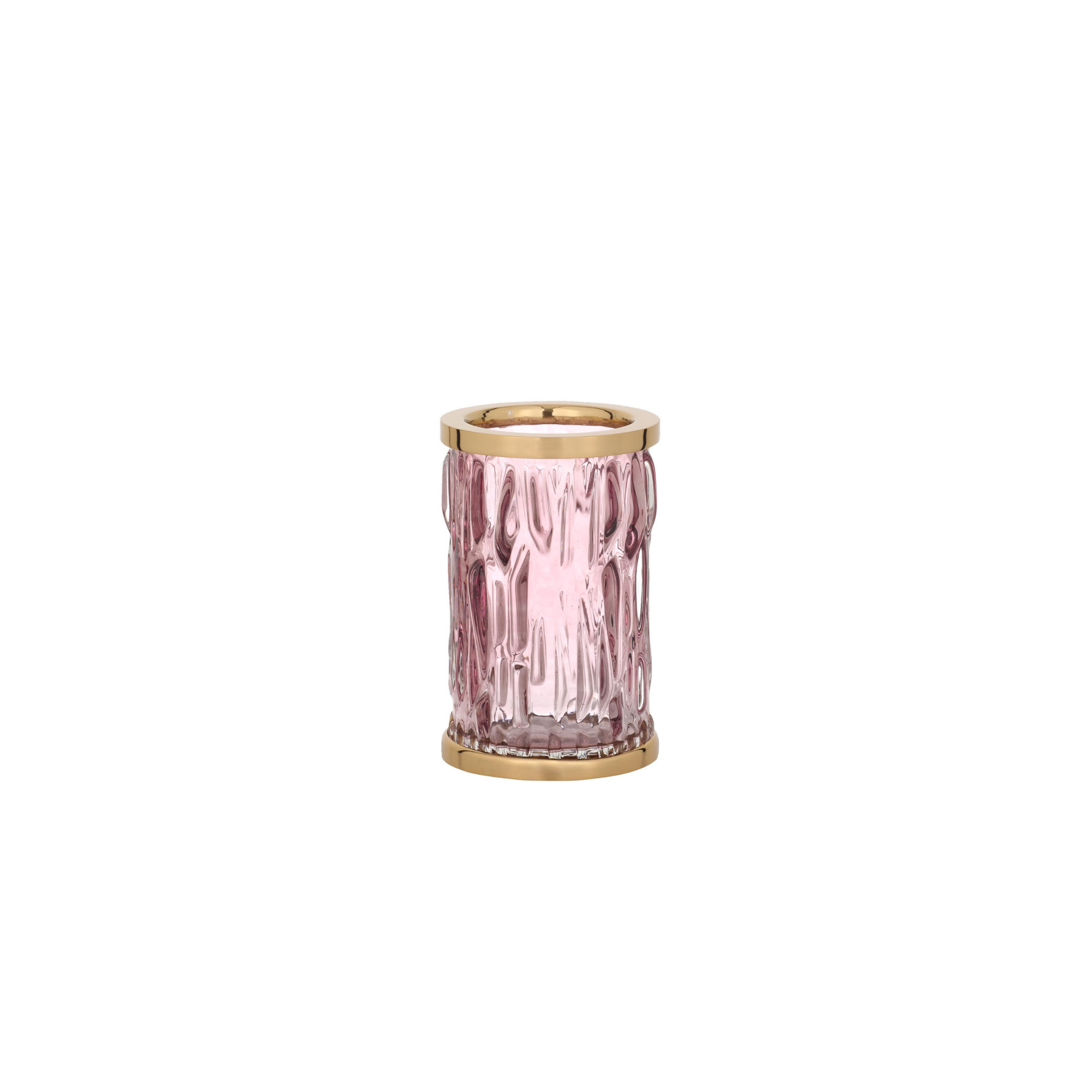 Wave Pink Glass Toothbrush Holder