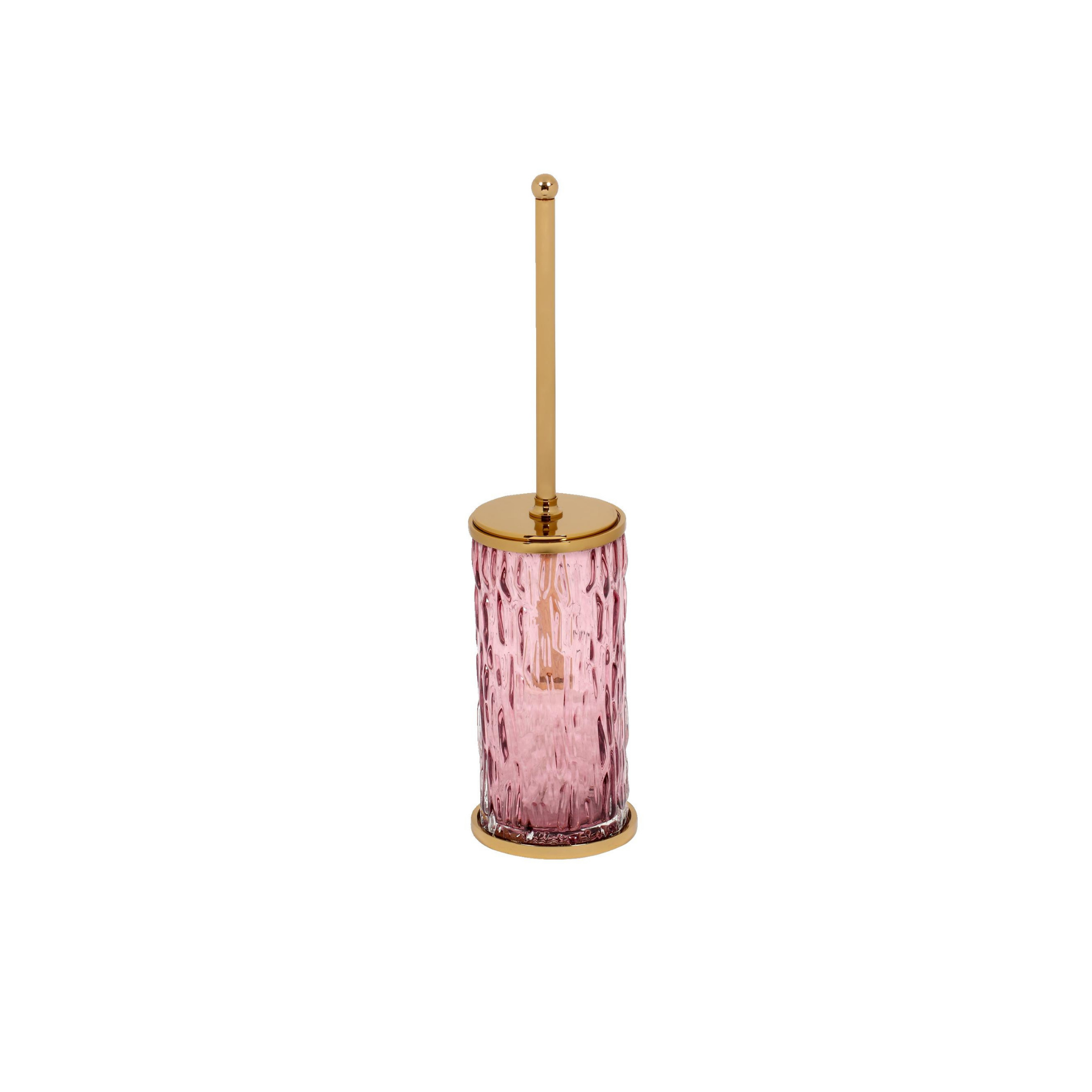 Wave Pink Glass Toilet Brush