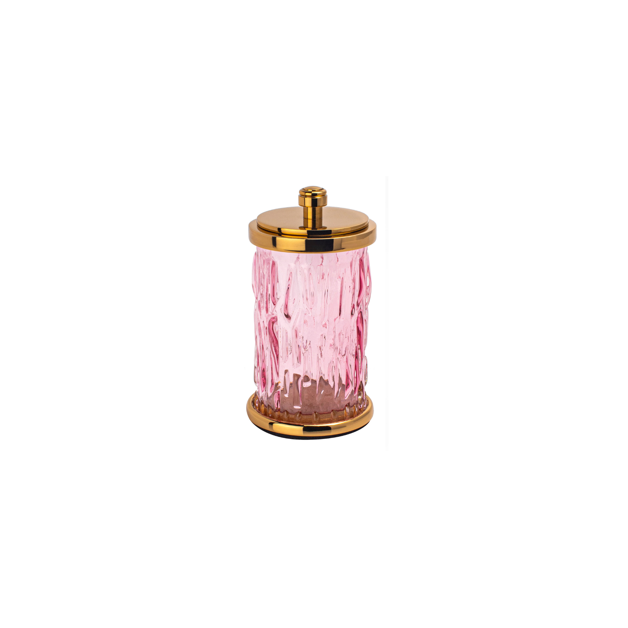 Wave Pink Glass Cotton Bud Holder