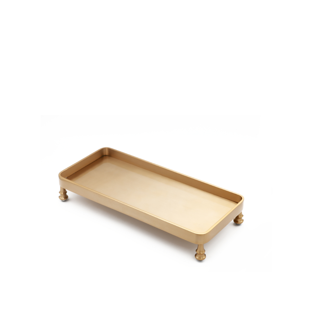 Framed and Footed Tray-Satin Gold Plated