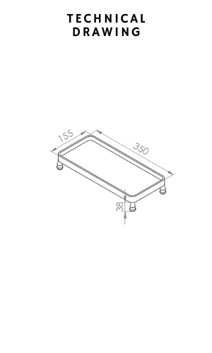 framed and footed tray technical drawing
