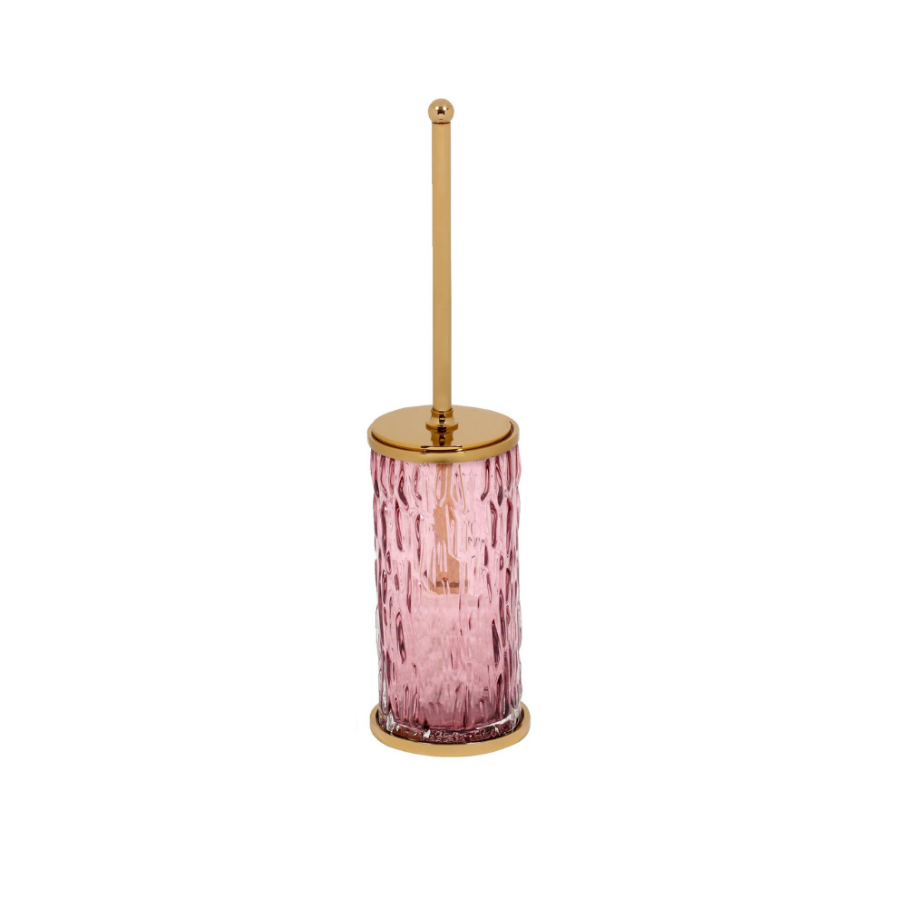 Wave Pink Glass Toilet Brush