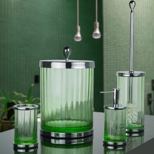 esmeralde green glass bathroom accesories